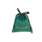 8x12cm υφάσματος Drawstring δώρων τσαντών συνήθειας μεταξιού οθόνης τυπωμένη συσκευάζοντας τσάντα δώρων βελούδου λογότυπων σκούρο πράσινο